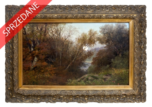 Alexander Nikolaus Borsow "Łoś w lesie", antyki, galeria żak, malarstwo