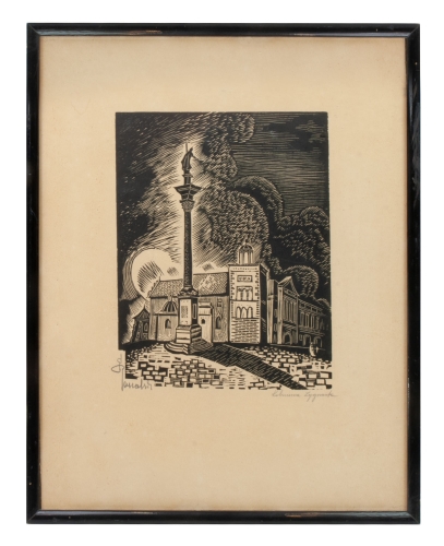 Stefan Rassalski “Kolumna Zygmunta”, antyki Warszawa, skup antyków, dawne malarstwo, malarstwo aukcyjne, malarstwo polskie, Galeria Żak