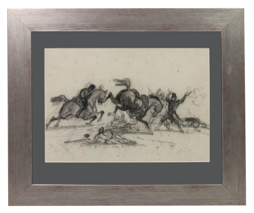 Teofil Zalewski “Wierzgający ogier”, antyki Warszawa, skup antyków, dawne malarstwo, malarstwo aukcyjne, malarstwo polskie, Galeria Żak