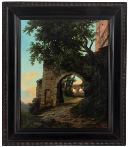 Maria Anna Anhalt-Dessau “Romantic landscape”, 1875   , antique Warsaw, antique paintings, Galeria Żak, art, antiques