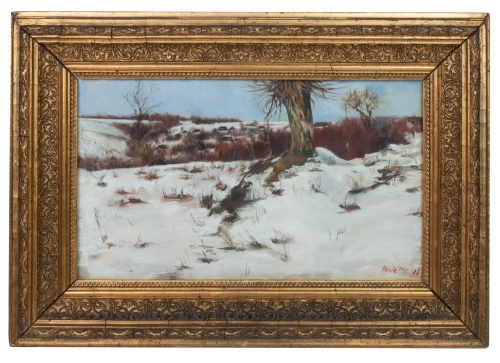 Att. Stanisława Fijałkowska-Kędzierska “Winter landscape” 1908, antique Warsaw, antique paintings, Galeria Żak, art, antiques