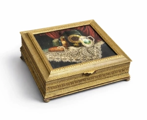 Szkatułka na cygara, Kummer Adolf Fabryka Wyrobów Platerowanych, Warszawa, lata 30. XX w