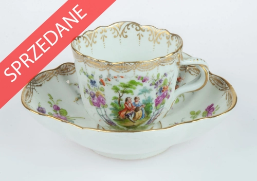Filiżanka, Miśnia, XIX w., antyki Warszawa, skup antyków, porcelana, stara porcelana, Galeria Żak