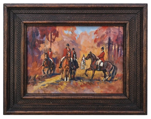 Stanisław Chomiczewski “W drodze na polowanie”  , antique Warsaw, antique paintings, Galeria Żak, art, antiques