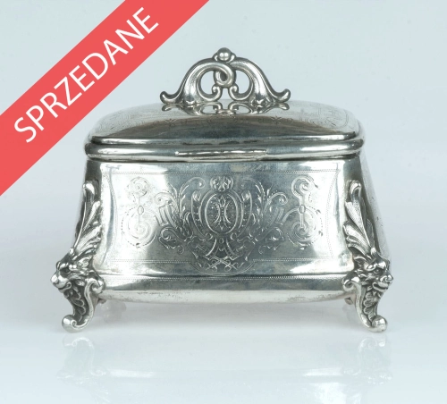 Cukiernica skrzynkowa, XIX w. , antyki Warszawa, skup antyków, srebra, dawne srebra, Galeria Żak