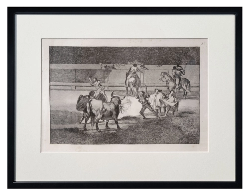 Francisco Goya “Ogniste banderille” z cyklu "La Tauromaquia". , ok. 1850 r., antyki Warszawa, skup antyków, dawne malarstwo, malarstwo aukcyjne, dawna grafika, Galeria Żak