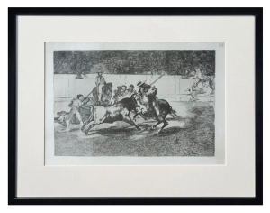 Francisco Goya “The Forceful Rendon Stabs a Bull with the Pique, from Which Pass He Died in the Ring at Madrid” from the cycle "La Tauromaquia" , c. 1850