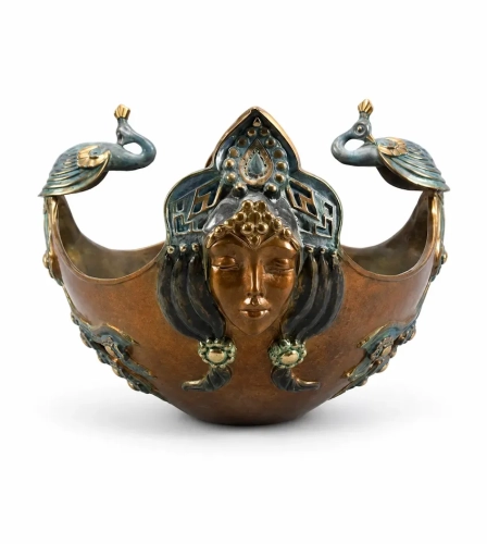 Misa na owoce z pawiami, Alexander Danel, 1993 r., antyki Warszawa, skup antyków, antyczne dekoracje, Galeria Żak