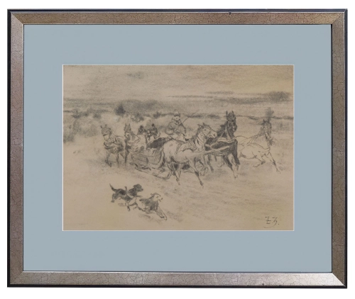 Zygmunt Józefczyk “Sleigh ride”  , antique Warsaw, antique paintings, Galeria Żak, art, antiques