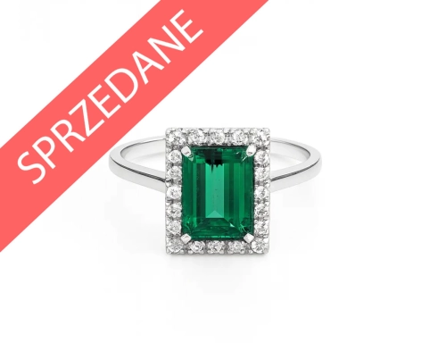 RingSoPierścionek z brylantami i szmaragdem, antyki Warszawa, skup antyków, dawna biżuteria, antyki, Galeria Żakld.jpg