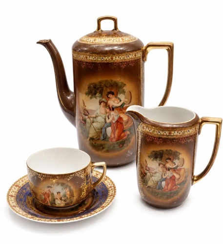 Zestaw do kawy, Bohemia, ok 1950 r., antyki Warszawa, skup antyków, porcelana, stara porcelana, Galeria Żak