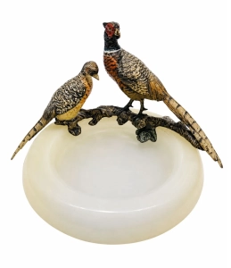Card holder with pheasants, Vienna, circa 1920