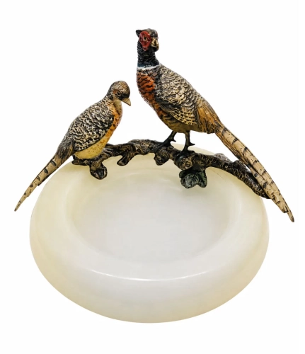 Card holder with pheasants, Vienna, circa 1920 , antique Warsaw, decorative objects, antique home decorations, Galeria Żak, art, antiques
