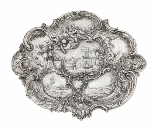 Plaque, Andrzej Stępkowski, 19th/20th century, antique Warsaw, silver, old silver, Galeria Żak, art, antiques
