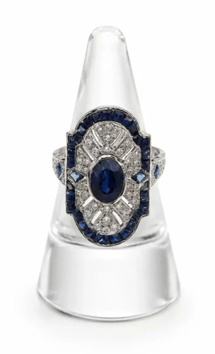 Sapphire and diamonds Ring, antique Warsaw, jewelry, old jewelry, Galeria Żak, art, antiques