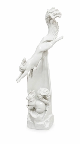 Wiewiórki na pniu drzewa, Max Esser, Miśnia XX w. , antyki Warszawa, skup antyków, porcelana, stara porcelana, Galeria Żak
