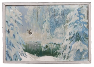 Edward Wroczyński “Łoś zimą w lesie”, 1978 r.