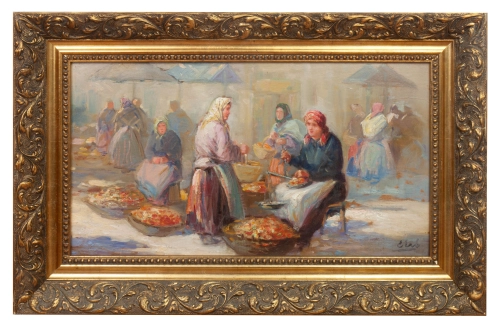 Erno Erb "On the market”  , antique Warsaw, antique paintings, Galeria Żak, art, antiques