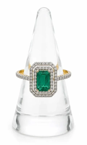 Diamonds and emerald ring, antique Warsaw, Galeria Żak
