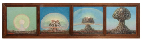 W. Warecki “Początek końca” 1986, antyki Warszawa, skup antyków, dawne malarstwo, malarstwo aukcyjne, malarstwo polskie, Galeria Żak
