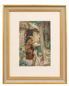 Alexander Otto Stichart “Samotny pustelnik” z cyklu "Historia pustelnika i chłopca-satyra" 