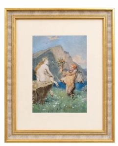 Alexander Otto Stichart “Zakochanie” z cyklu "Historia pustelnika i chłopca-satyra" 