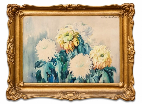 Janina Nowotnowa “Chryzantemy”, antyki Warszawa, skup antyków, dawne malarstwo, malarstwo aukcyjne, malarstwo, Galeria Żak