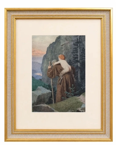 Alexander Otto Stichart “Education” from the cycle “The Story of the Hermit and the Satyr-Boy"   , antique Warsaw, antique paintings, Galeria Żak, art, antiques