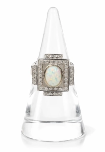 Diamond and opal ring