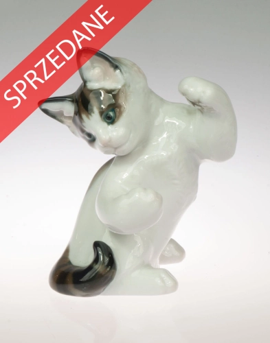 Bawiący się kotek, Theodor Kärner, Rosenthal, 1974-1982, antyki Warszawa, skup antyków, porcelana, stara porcelana, Galeria Żak