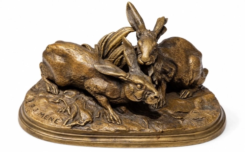 Rabbits, Pierre-Jules Mêne, France, 19th century , antique Warsaw, decorative objects, antique home decorations, Galeria Żak, art, antiques