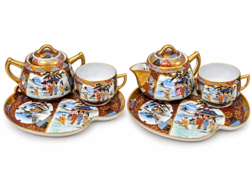 Serwis tete-a-tete, Japonia, Kyo-Satsuma, ok. 1890–1920, antyki Warszawa, skup antyków, sztuka dalekiego wschodu, porcelana, antyki, Galeria Żak