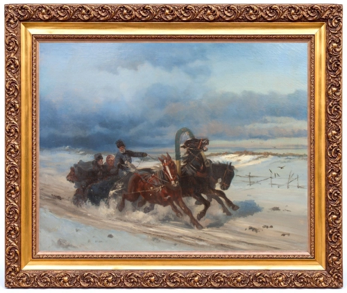 Attr. Nikolai Yegorovich Sverchkov “Troika” , antique Warsaw, antique paintings, Galeria Żak, art, antiques
