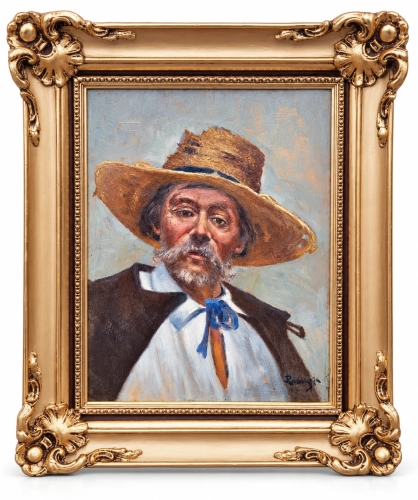 Władysław Podolski  "The Man in the Straw Hat"  , antique Warsaw, antique paintings, Galeria Żak, art, antiques