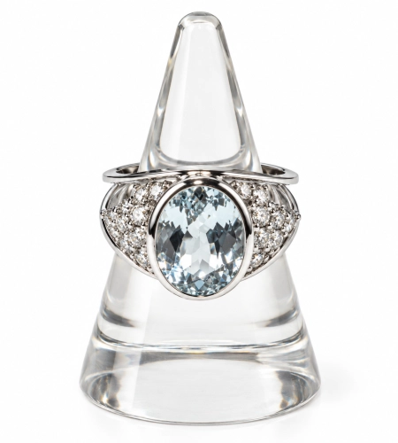 Aquamarine and diamonds ring, antique Warsaw, jewelry, old jewelry, Galeria Żak, art, antiques