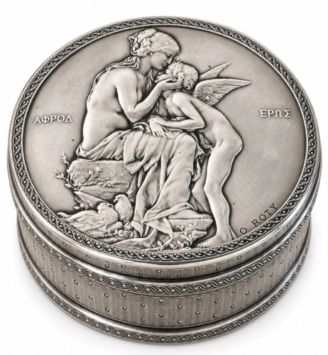 Oscar Louis Roty,The Casket of Aphrodite and Eros, Paris, c. 1900  , antique Warsaw, silver, Galeria Żak, art, antiques