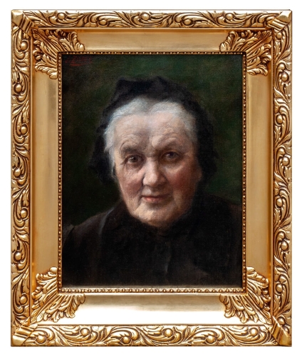 Juliusz Zuber „Kobieta w czepcu”, malarstwo polskie, portret, antyki Warszawa