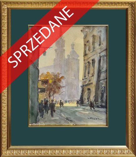 Henryk Sajdak „Kraków”, akwarela, polskie malarstwo, dawne malarstwo, antyki Warszawa