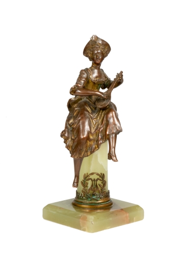 “Girl playing on the mandolin”, early 20th century, antiques, old sculptures, antique sculptures, antiques Warsaw,  Galeria Żak