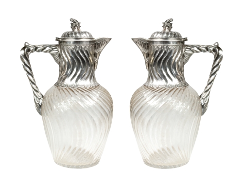 Pair of Carafes, France, antiques, old glass, antique glass, antique Warsaw,  Galeria Żak