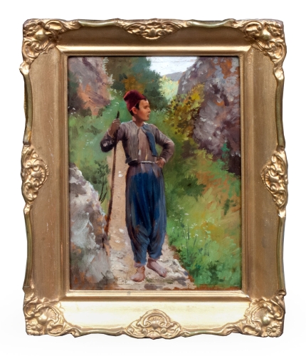 "Boy on the road", 19th/20thcentury,antiques, polish paintings, old paintings, antique paintings, antiques Warsaw,  Galeria Żak