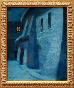 Antoni Broszkiewicz "Gothic house by winter at night" 1913.