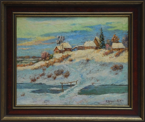 Aleksiej Biełyj "Zima" 1943 r.,antyki, galeria żak, malarstwo polskie, dzieła sztuki