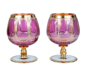 A pair of cognac glasses, Bohemia, 20th century