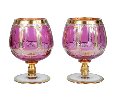 Koniakówki, kieliszki, Bohemia, antyki Warszawa, stare szkła, szkło