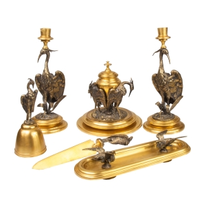 Desk set with herons, Jules Moigniez, France, 19th century