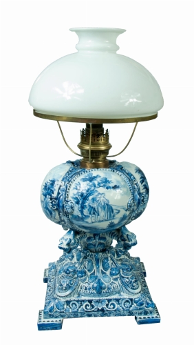 Lamp, Netherlands, Delft, 19th century, antiques, old lighting, antique lighting, old lamps, antiques Warsaw,  Galeria Żak
