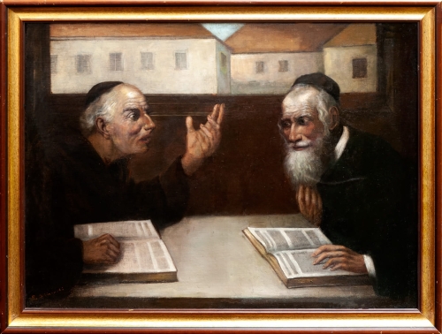 Benzion Sokirański „Philosophical Conversations",antiques, polish paintings, old paintings, antique paintings, antiques Warsaw,  Galeria Żak
