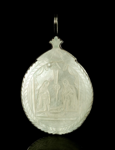 Medalion "Narodziny Chrystusa", Betlejem, ok. 1850 r., antyki Warszawa, skup antyków, dzieła sztuki