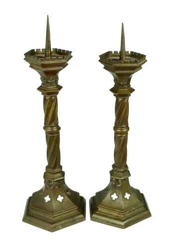 Lichtarze neogotyckie, Europa środkowa, XIX w., antyki Warszawa, skup antyków, Galeria Żak